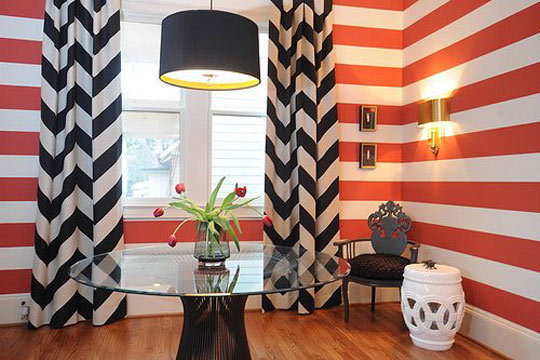 Red Black And White Stripes. Red and white striped walls
